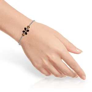 3.15 Carat 14K Solid White Gold Bracelet Garnet Citrine