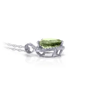 3.39 Carat 14K Solid White Gold Shall Overcome Green Amethyst Diamond Necklace