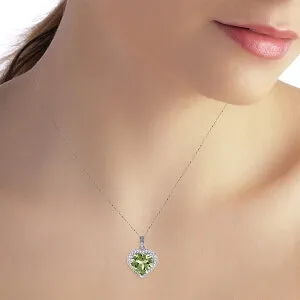 3.39 Carat 14K Solid White Gold Shall Overcome Green Amethyst Diamond Necklace