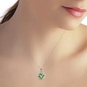 3.39 Carat 14K Solid White Gold Shall Overcome Green Amethyst Diamond Necklace