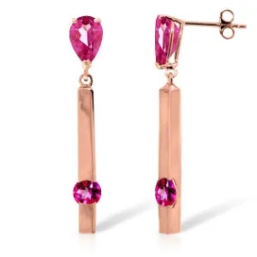 4.25 Carat 14K Pink Gold Bar Pink Topaz Earrings