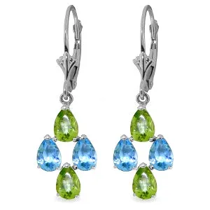 4.5 Carat 14K Solid White Gold Spring Starts Here Topaz Peridot Earrings