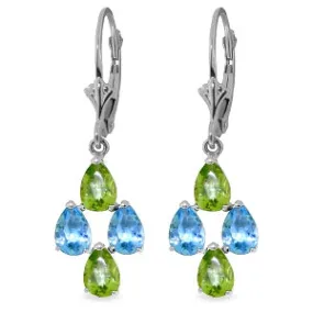4.5 Carat 14K Solid White Gold Spring Starts Here Topaz Peridot Earrings