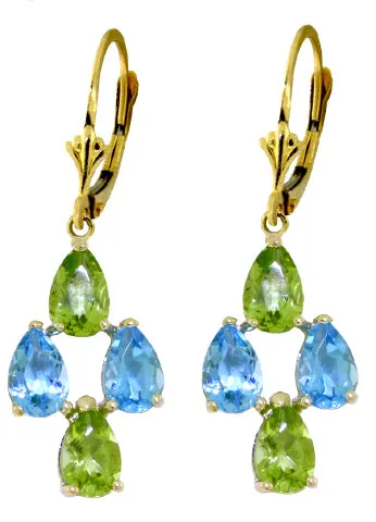 4.5 Carat 14K Solid White Gold Spring Starts Here Topaz Peridot Earrings