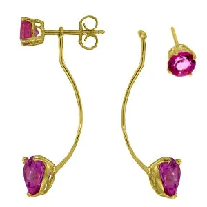 4.55 Carat 14K Solid Yellow Gold Butterflies Desire Pink Topaz Earrings