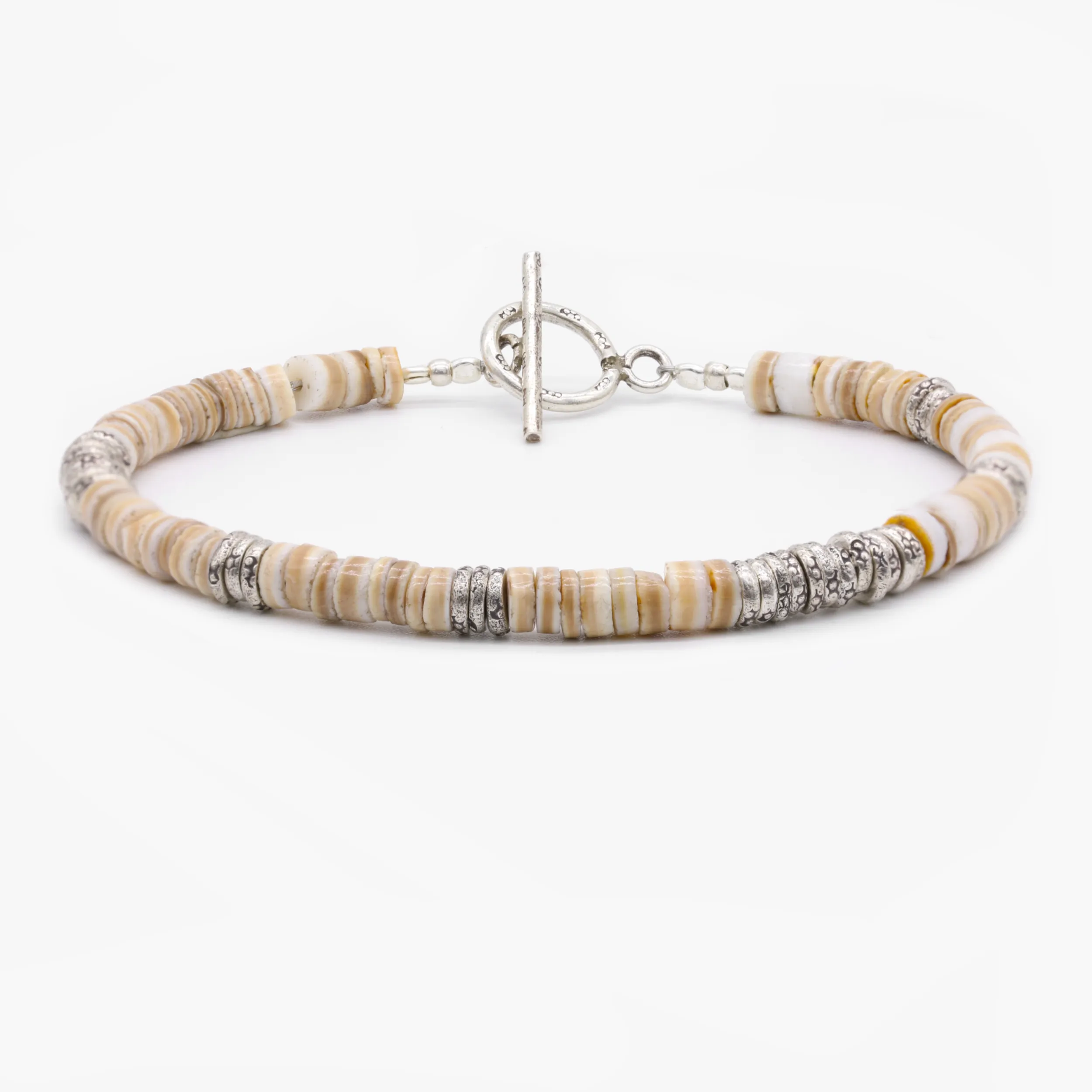 4mm Shell "Rodeo" Bracelet (Shell/Silver)
