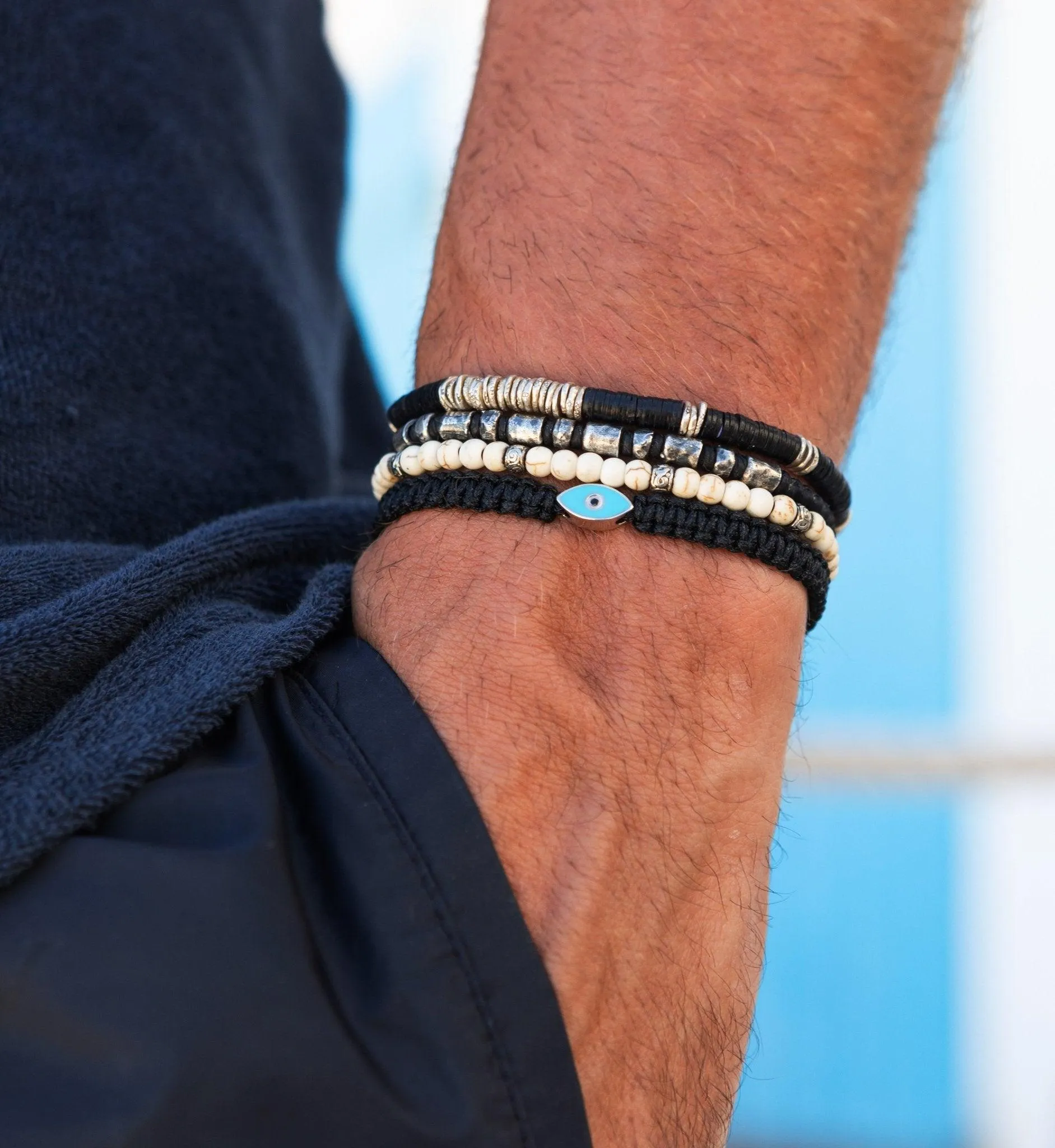 4mm Vinyl "Rodeo" Bracelet (Black/Silver)