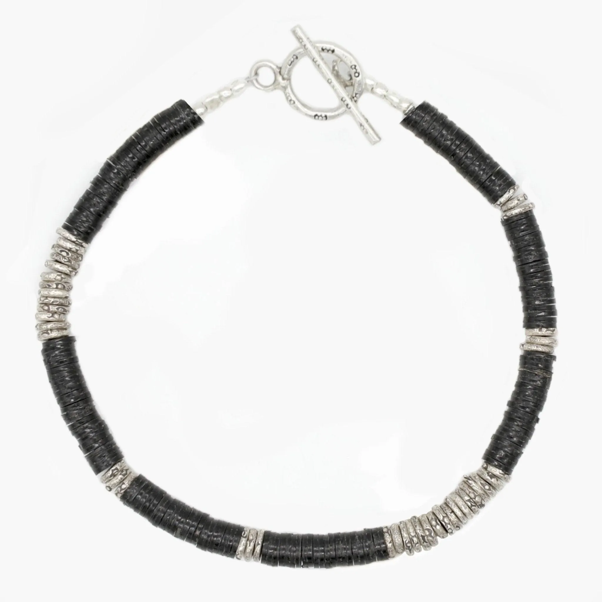 4mm Vinyl "Rodeo" Bracelet (Black/Silver)