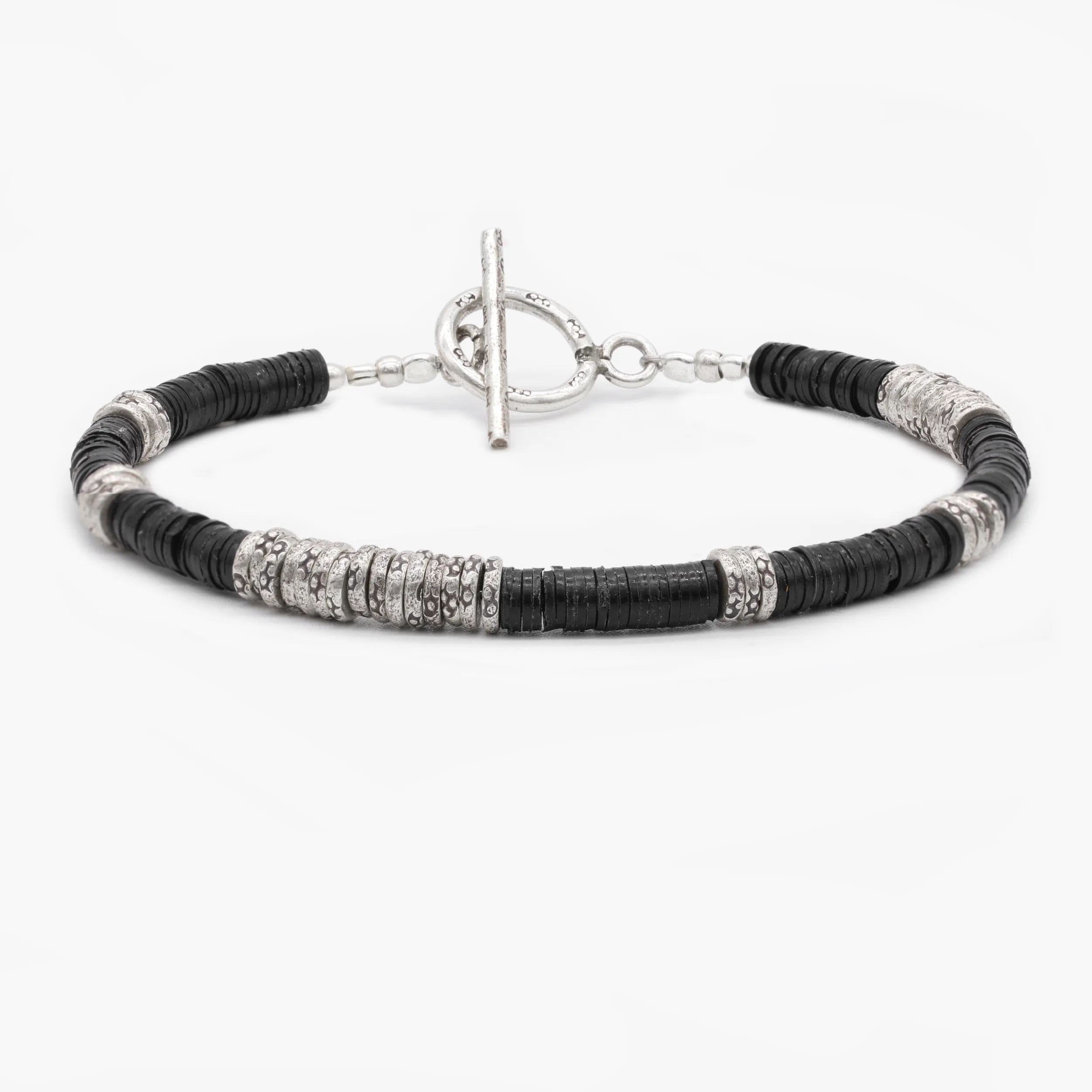 4mm Vinyl "Rodeo" Bracelet (Black/Silver)