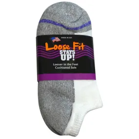 6-Pack Loose Fit Stays Up Cotton Casual No Show Socks Made in USA by Extra Wide