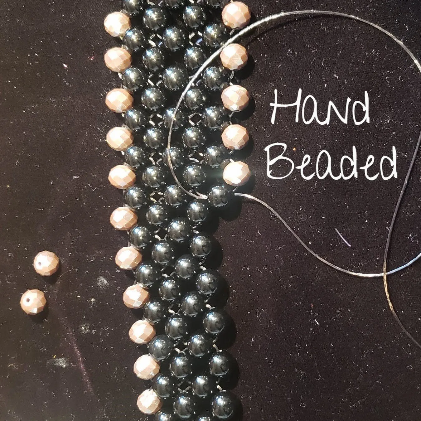 7 Row Gemstone Bracelet In  Black/Gray