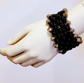 7 Row Gemstone Bracelet In  Black/Gray