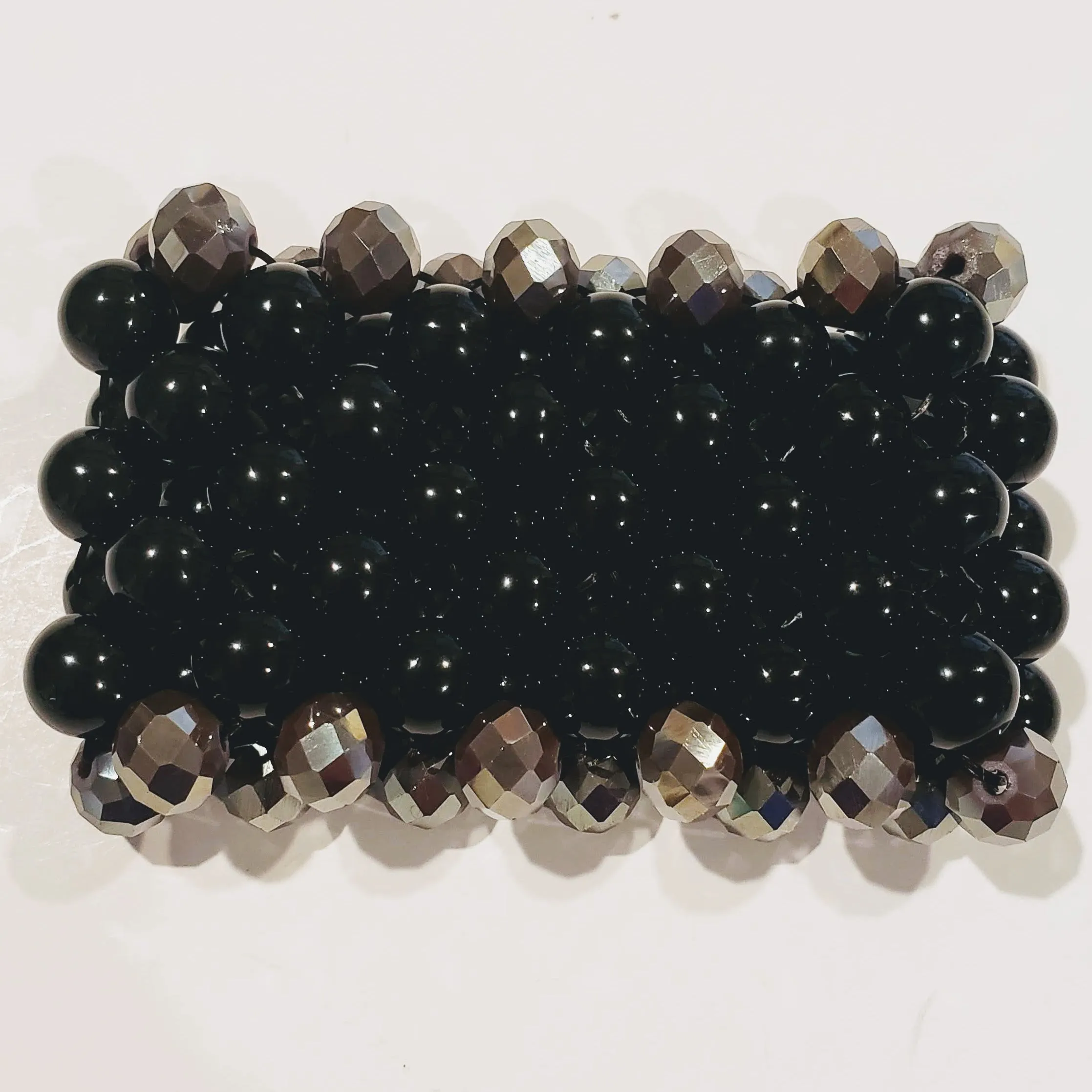 7 Row Gemstone Bracelet In  Black/Gray