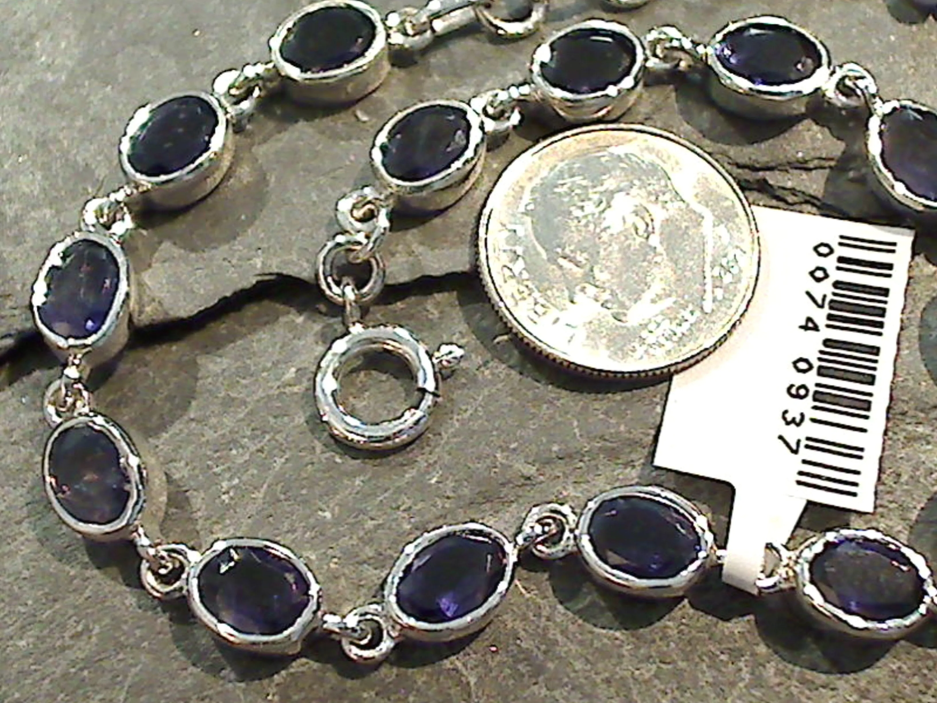 7.75" - 8.75" Iolite, Sterling Silver Bracelet