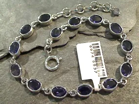7.75" - 8.75" Iolite, Sterling Silver Bracelet