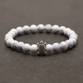 8MM Black Bead White Turquoise Thousand-year-old Turtle Beaded Bracelet