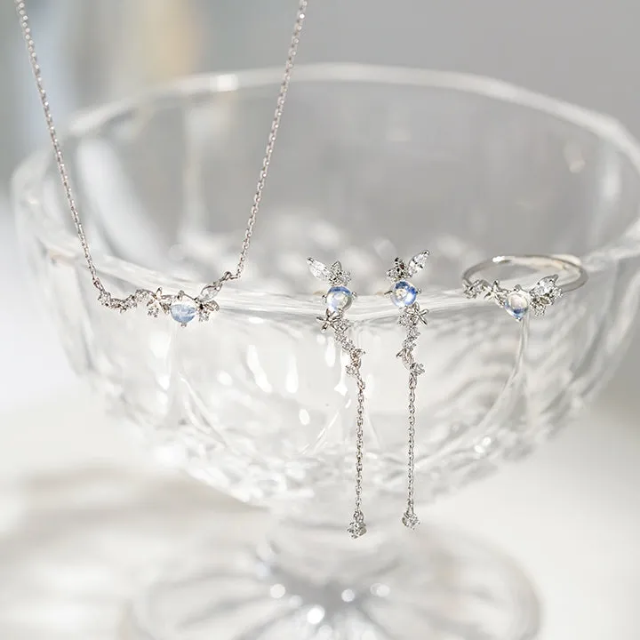 [925 SILVER] FLORAL MOONSTONE EARRINGS