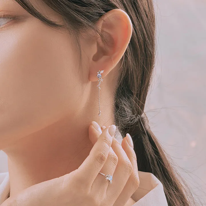 [925 SILVER] FLORAL MOONSTONE EARRINGS