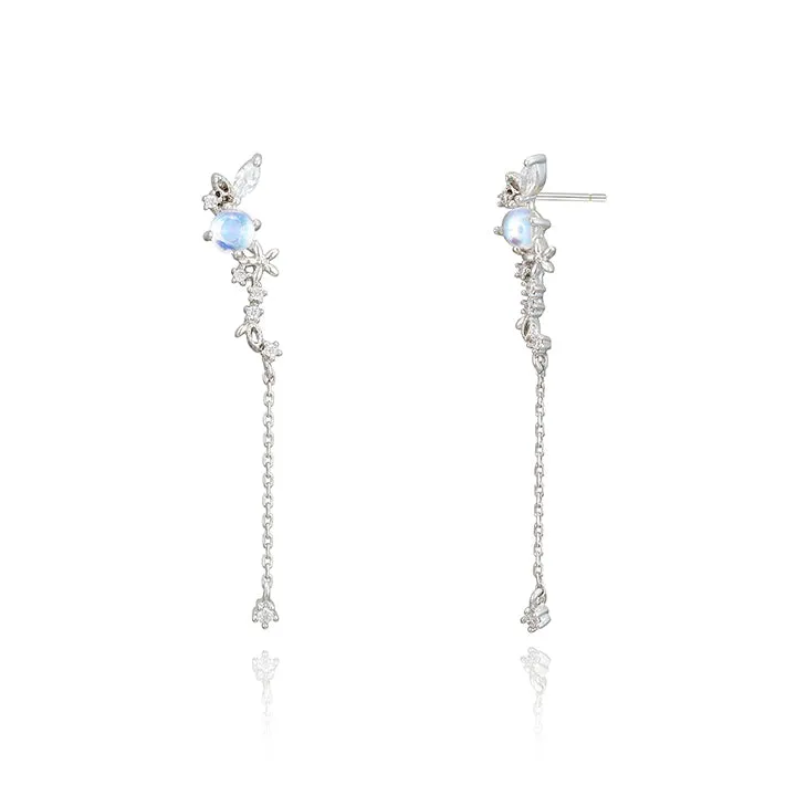 [925 SILVER] FLORAL MOONSTONE EARRINGS