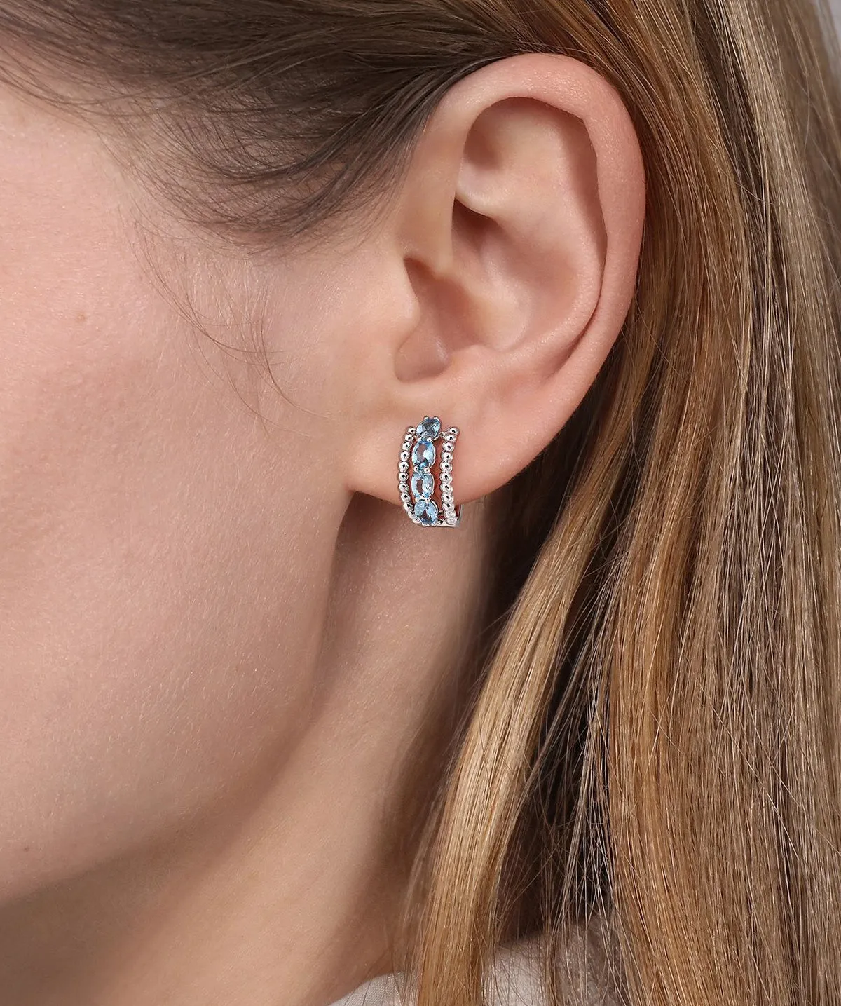 925 Sterling Silver Swiss Blue Topaz Earrings