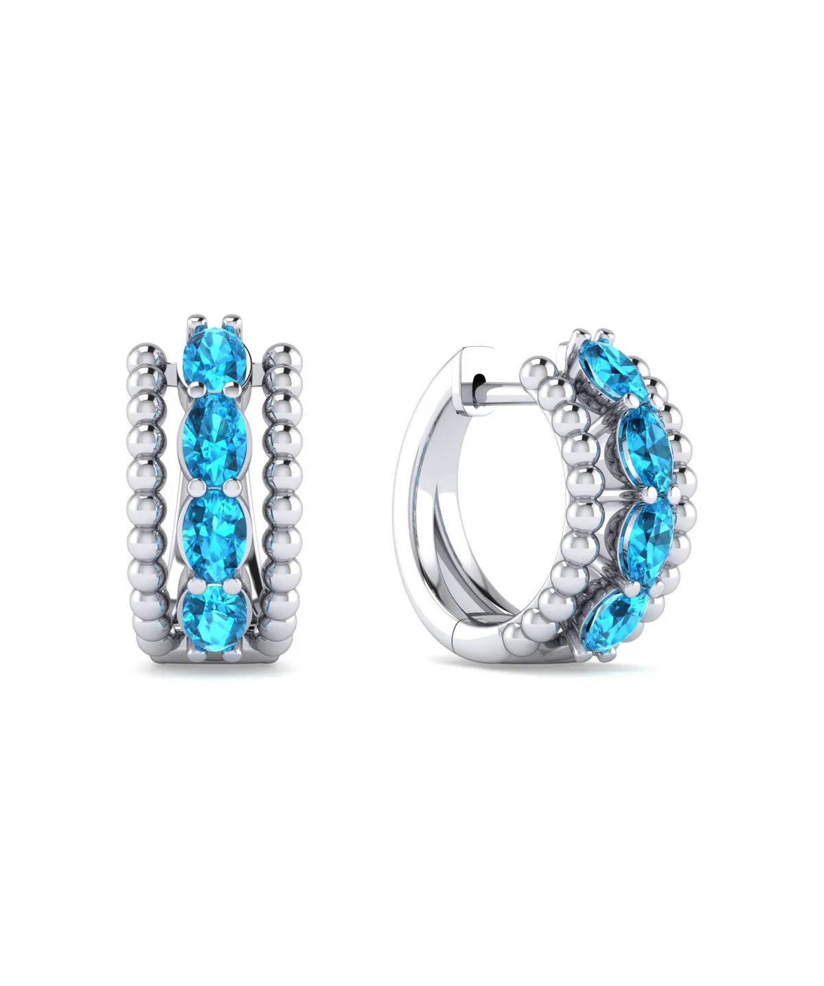 925 Sterling Silver Swiss Blue Topaz Earrings