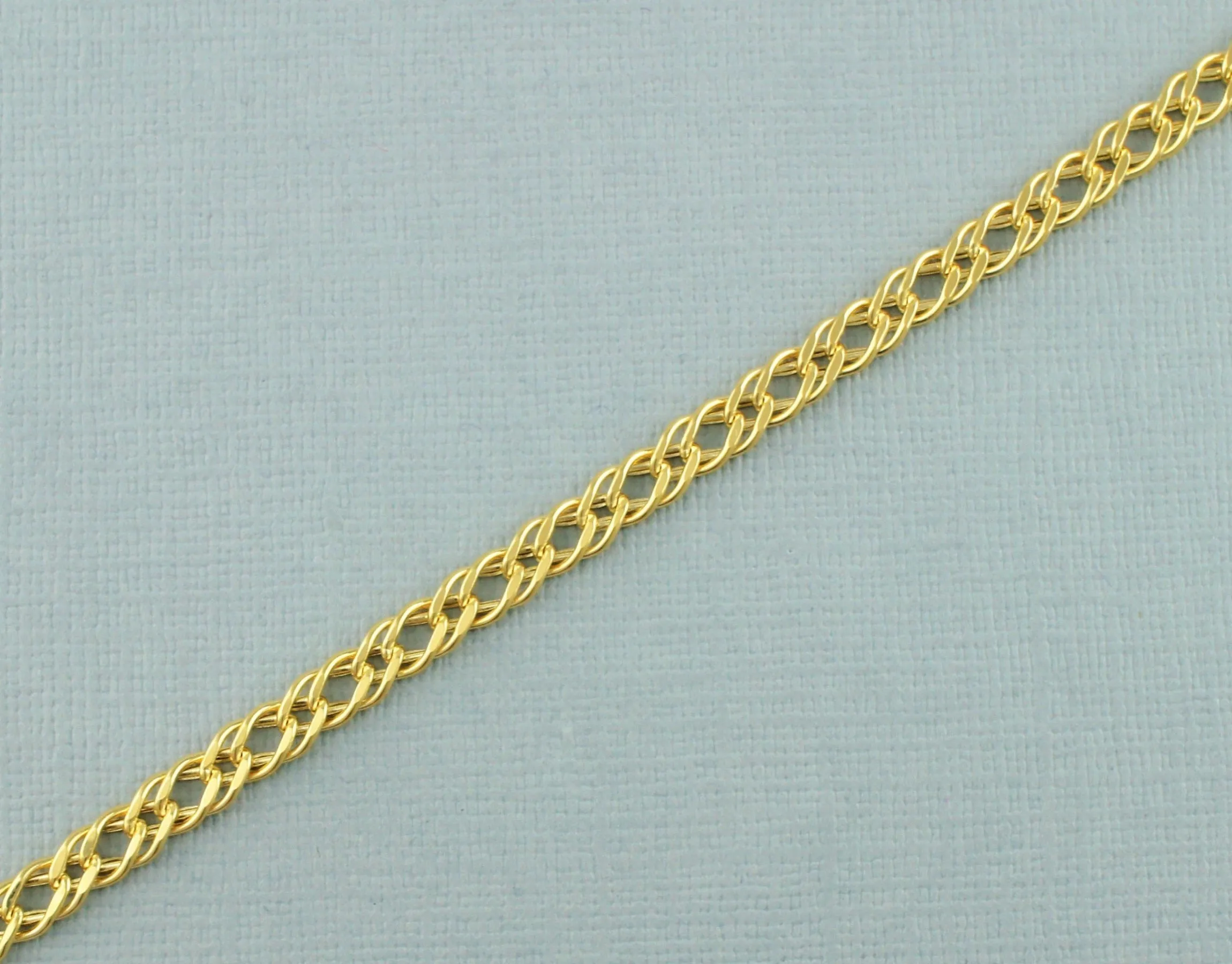 9ct Yellow Gold Double Link Bracelet 18cm - 7"