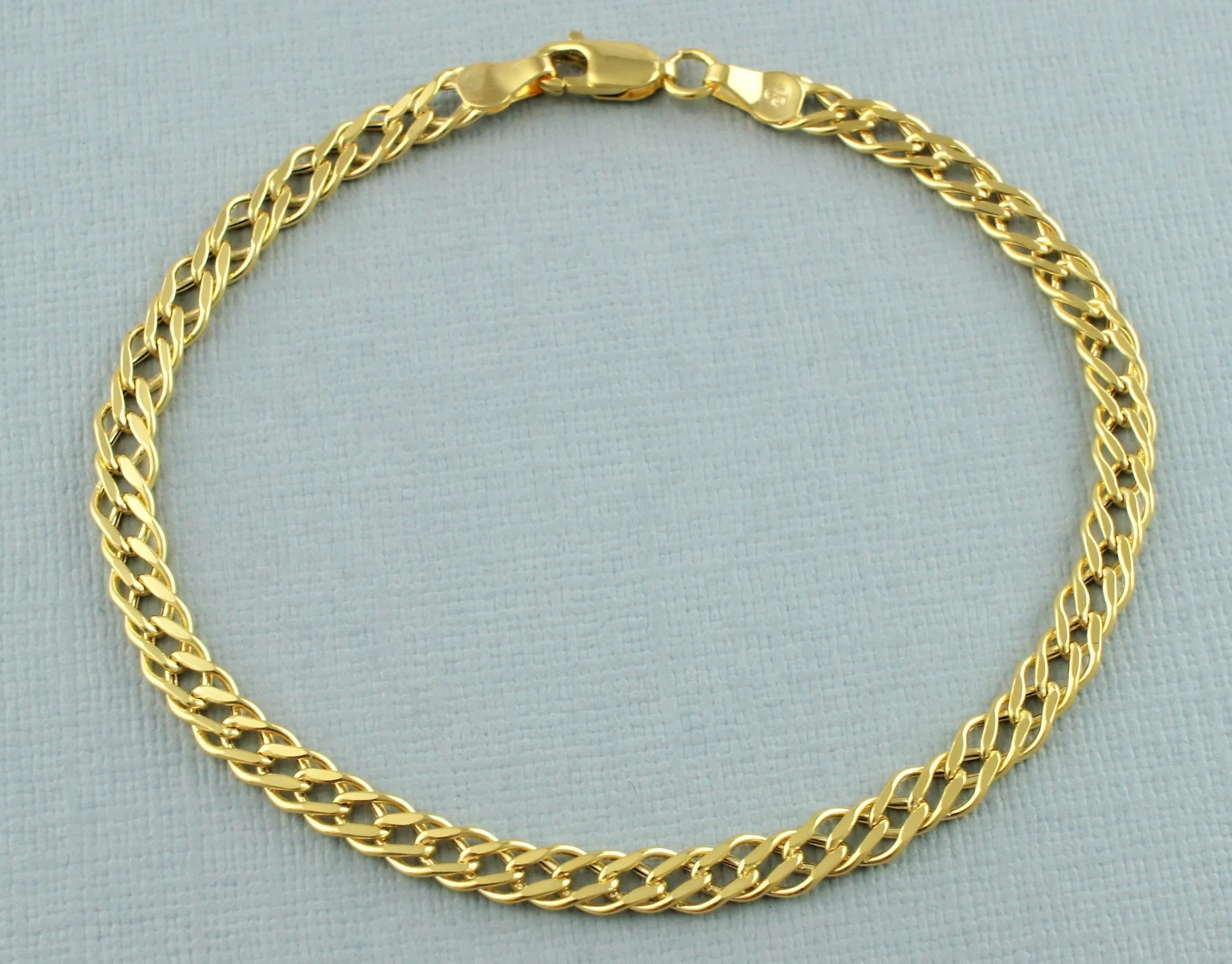 9ct Yellow Gold Double Link Bracelet 18cm - 7"