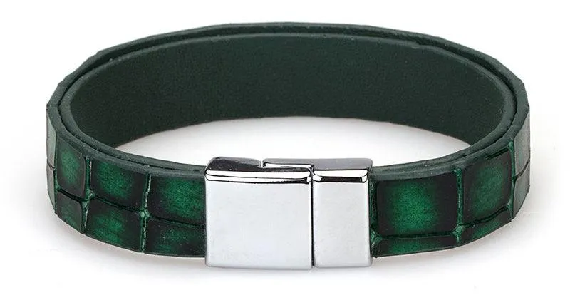 AB003 Hunter Croc Leather Bracelet