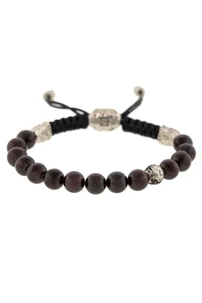 Adjustable Garnet and Black Diamond Bead Bracelet
