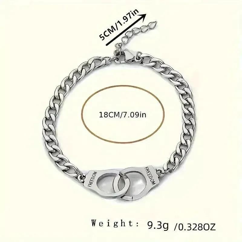 Adjustable Silver Handcuff Charm Bracelet