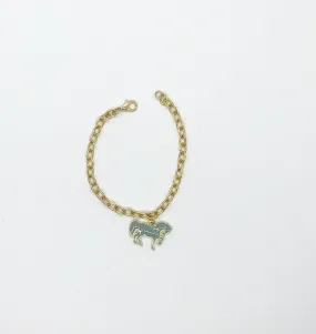 Adorable Vintage Bracelet with Gray Enamel Horse Charm