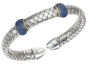 Alisa Women's Sterling Silver & 18K Gold Cuff Blue Enamel Bracelet
