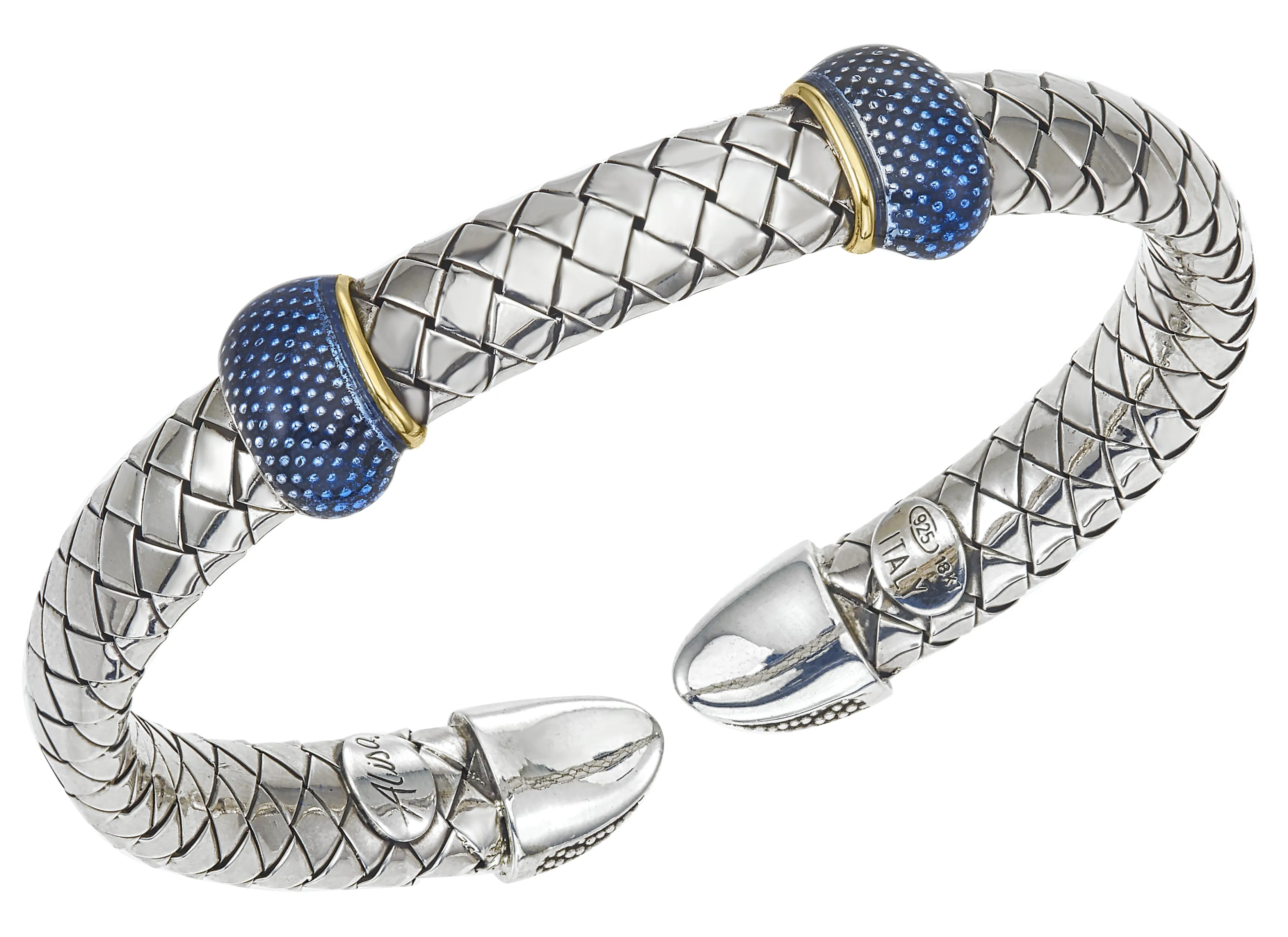 Alisa Women's Sterling Silver & 18K Gold Cuff Blue Enamel Bracelet