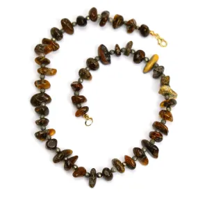 Amber & Faceted Pyrite Necklace #5