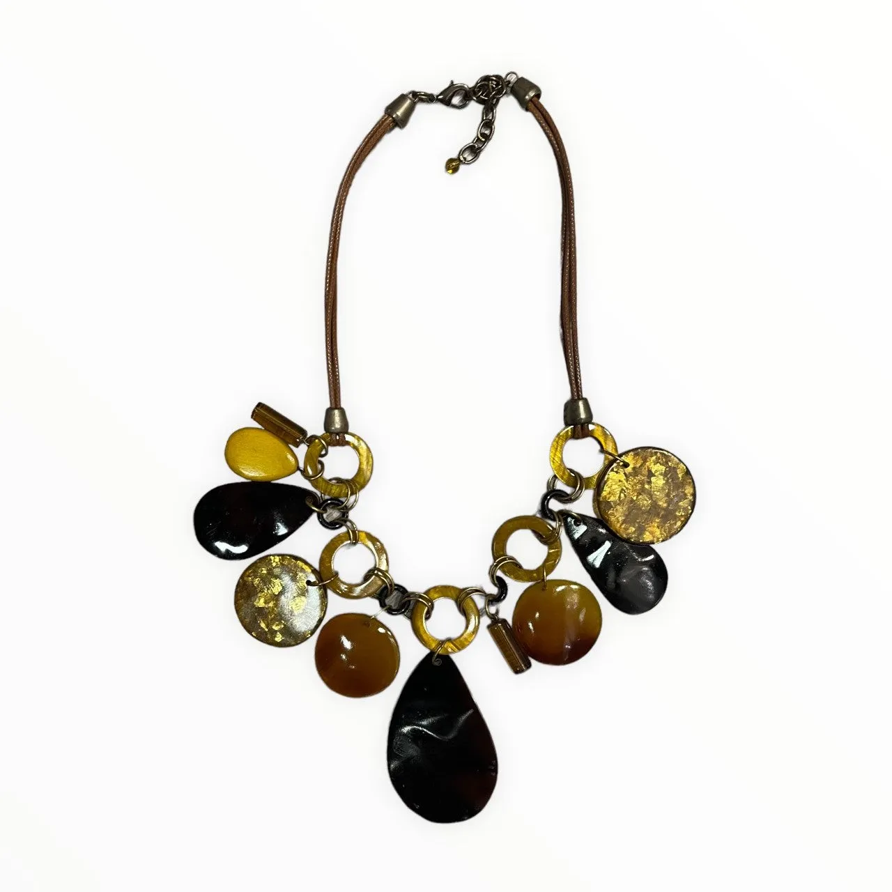 AMBER BROWN MIX PENDANT NECKLACE