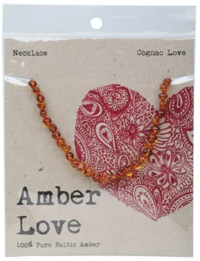 Amber Love Childrens Necklace 100% Baltic Amber - Cognac Love