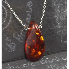 Amber Necklace On Sterling Silver Chain With Sterling Silver Trigger Clasp