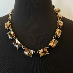 Amber/Gold choker large stones w small pieces inside Necklace