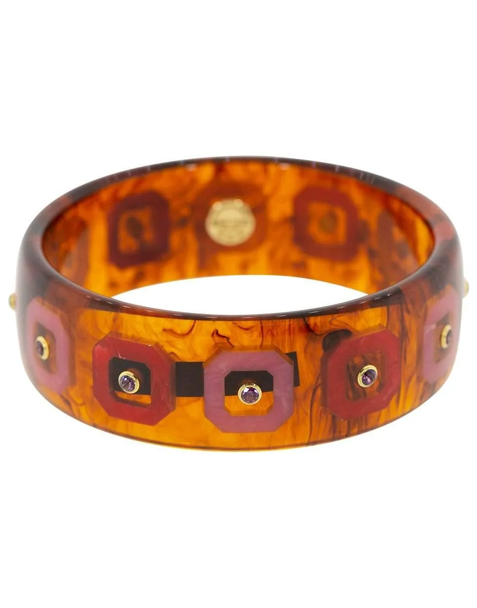 Amethyst and Garnet Tortoise, Pink and Red Bakelite Bangle