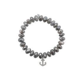 Anchor Grey Moonstone Beaded Bracelet