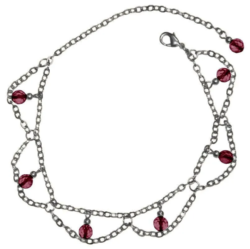 Anklet Silver - Dangling Beads & Chains
