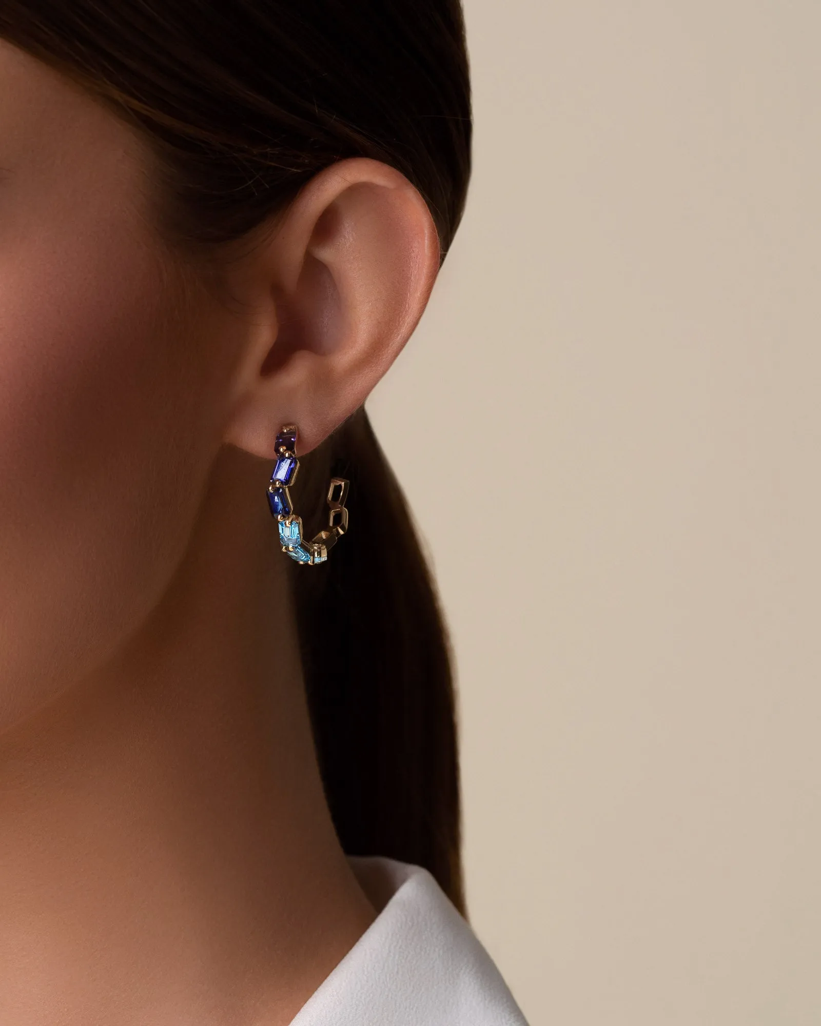 Ann Dark Blue Ombre Midi Hoops