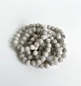 ANN LIGHTFOOT - MATTE WHITE AGATE ELASTIC CUFF BRACELET