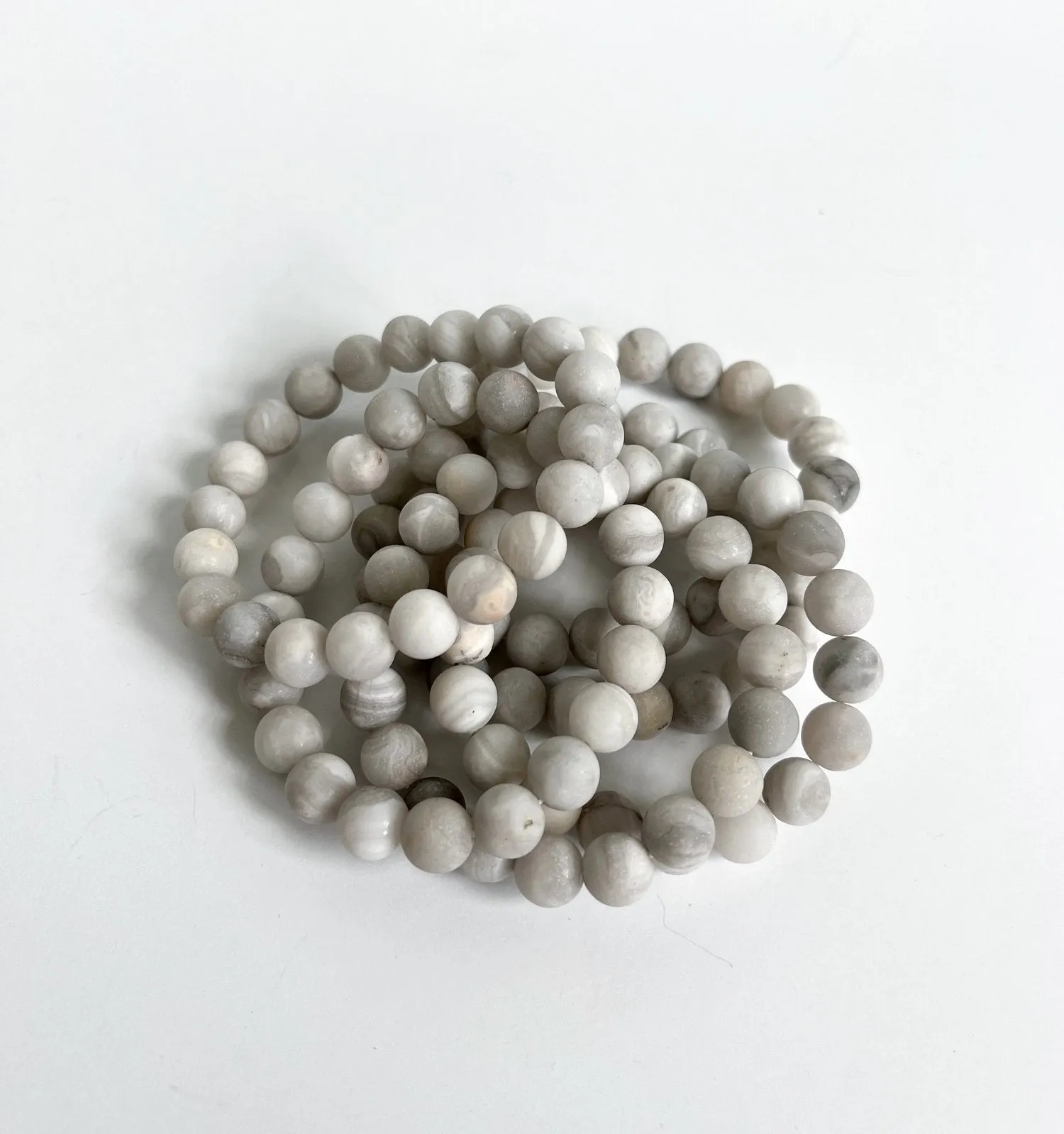 ANN LIGHTFOOT - MATTE WHITE AGATE ELASTIC CUFF BRACELET