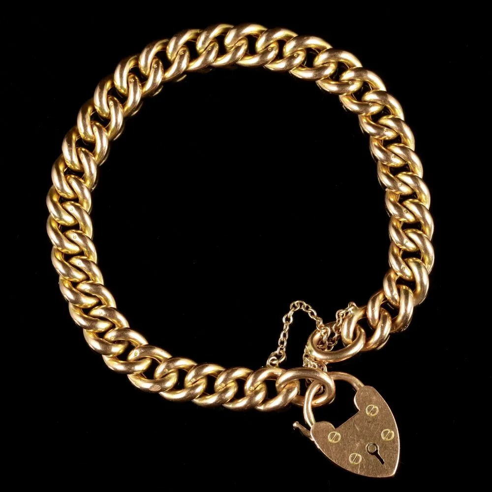 Antique Edwardian Fancy Bracelet 9Ct Gold Dated 1908