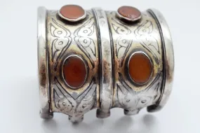 Antique Silver and Carnelian Turkmen Bracelet