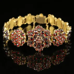 Antique Victorian Garnet Bracelet Circa 1880 Bohemian Garnets