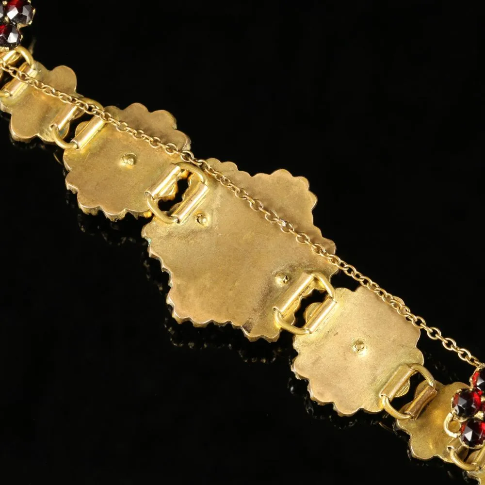 Antique Victorian Garnet Bracelet Circa 1880 Bohemian Garnets