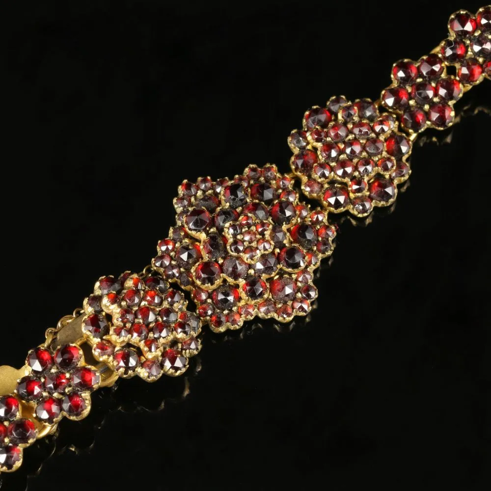 Antique Victorian Garnet Bracelet Circa 1880 Bohemian Garnets