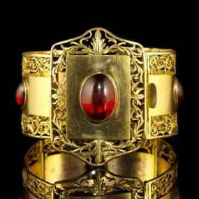 Antique Victorian Large Gold Bracelet Gold Gilt Cabochon Stones